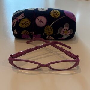 Vera Bradley Plum Glasses with Patterned Case Size 2.5